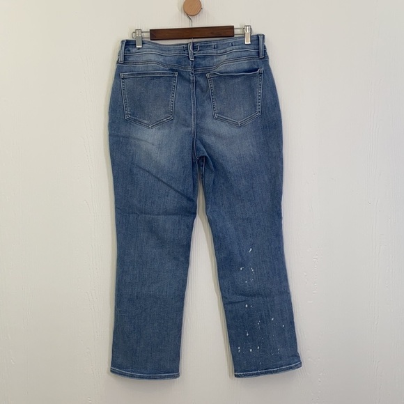 NYDJ - Marilyn Straight Light Distressed Paint Splattered Jeans Size 12 - Picture 10 of 15
